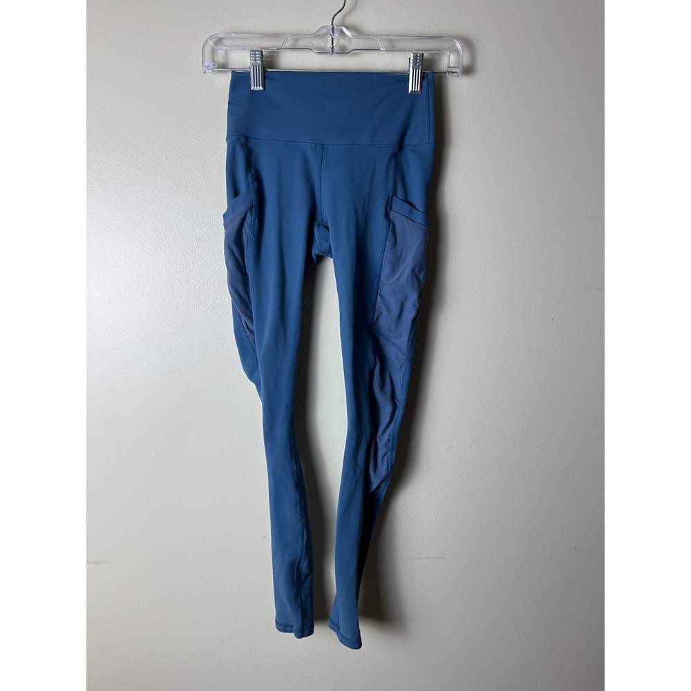 Fabletics Women's PowerHold Leggings 2XS Blue High Rise Pocket Gym